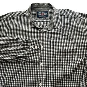 Ecko Unltd Men's 3XL Black & White Check Long Sleeve Button Down Shirt Y2K